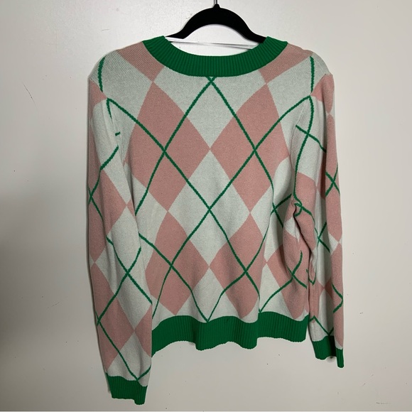 Torrid Green Pink White Argyle Cardigan Golf Outfit Soft Long Sleeve 1X - Picture 2 of 5